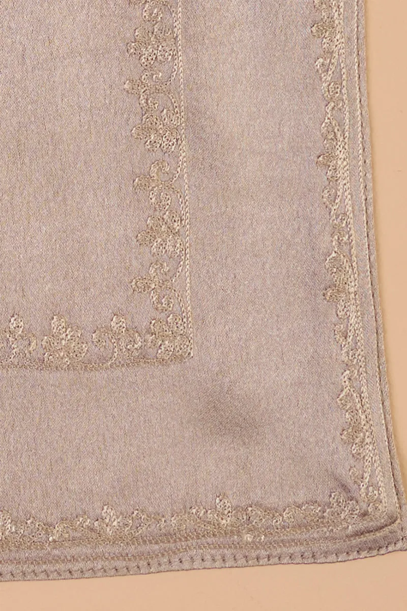 Medium Grey Embroidered Satin Pocket Square