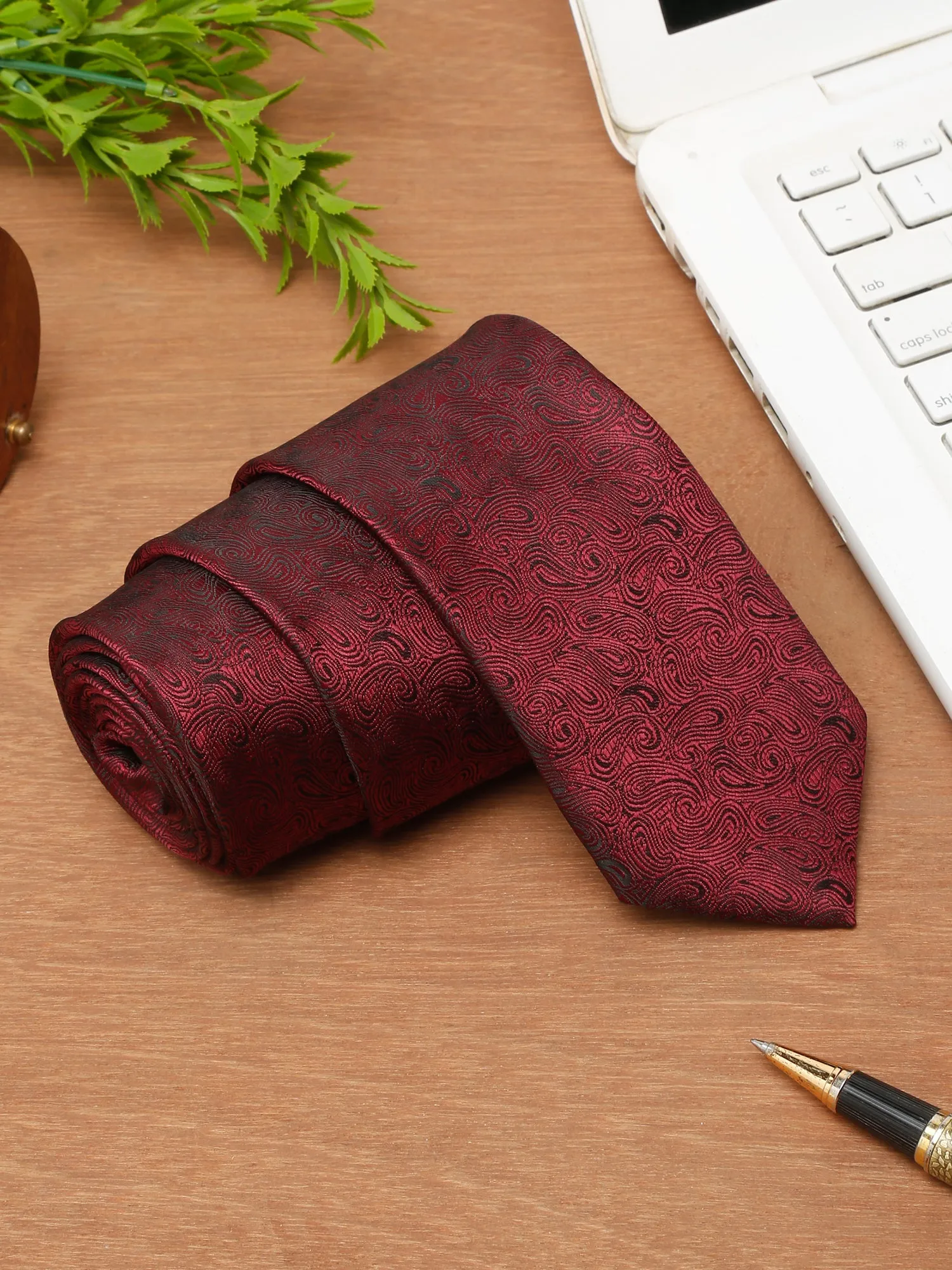 Men's Maroon Fashion Broad Tie