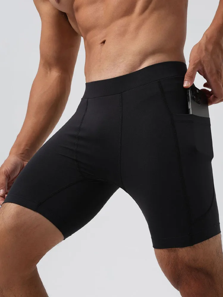 Men's Ultra-Stretch Sharkskin Ice Silk Compression Pants with Pocket