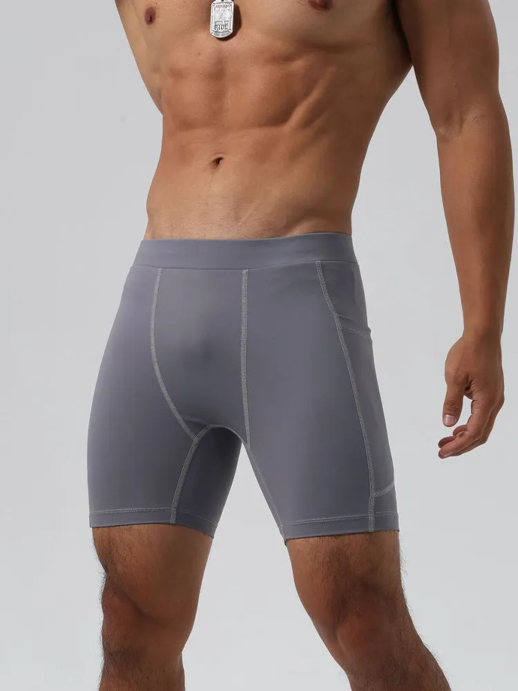 Men's Ultra-Stretch Sharkskin Ice Silk Compression Pants with Pocket