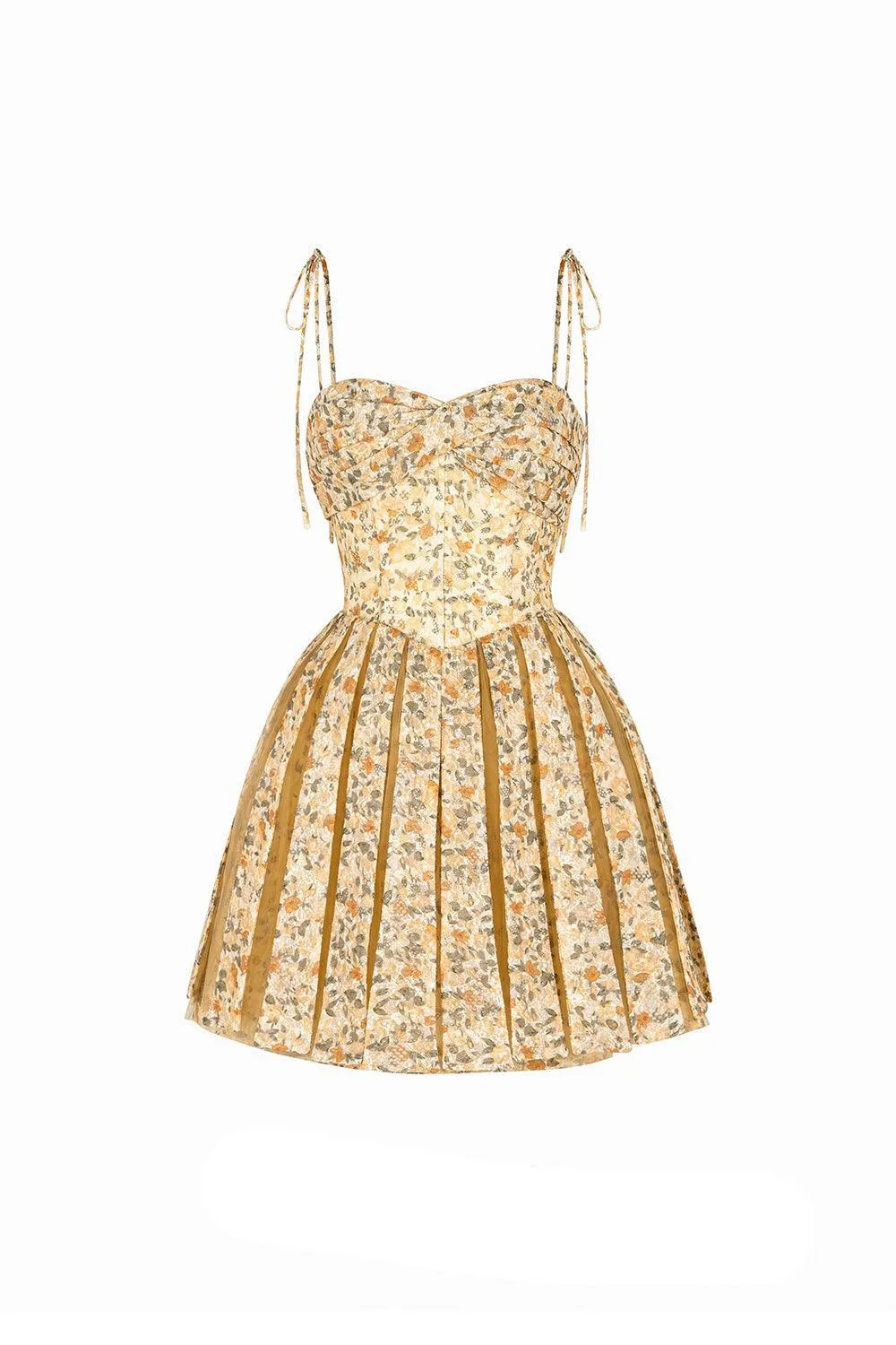 Midnight Kiss Fit and Flare Pleated Mesh Taffeta Mini Dress