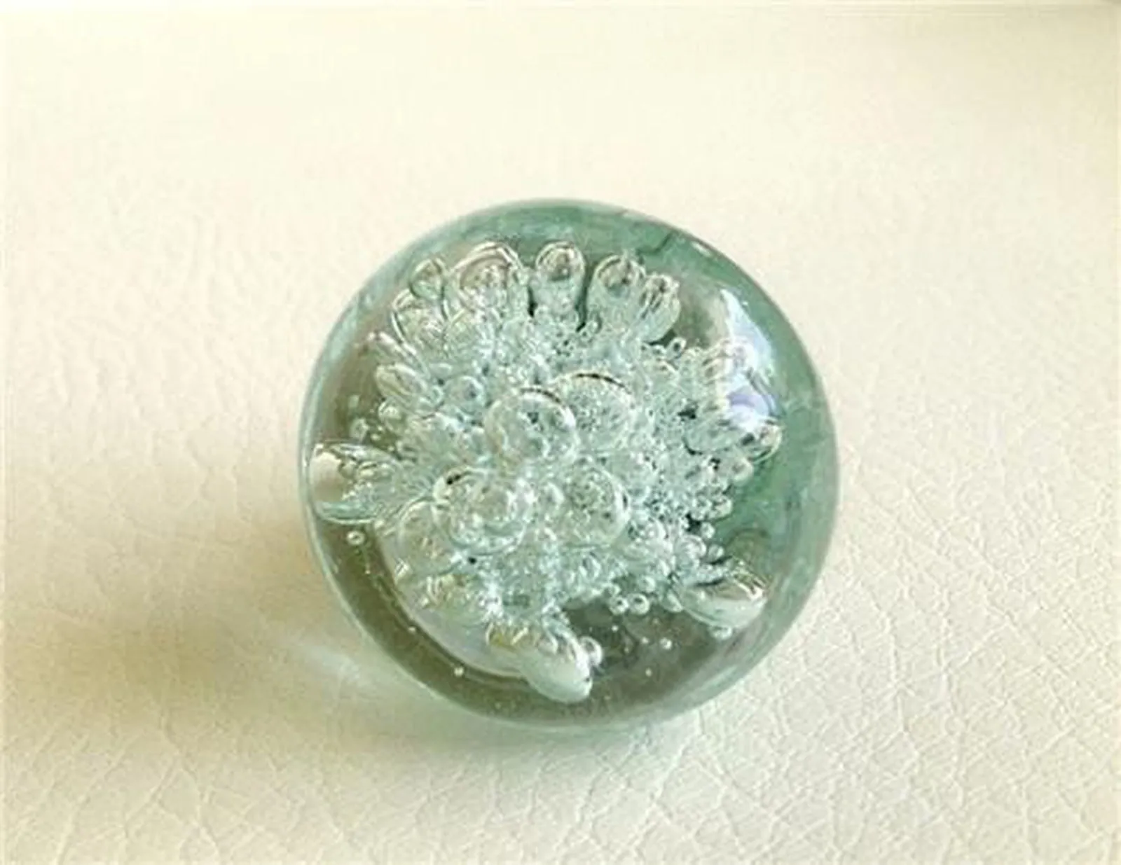 Mint Green Glass Bubble Cabinet Knobs Coastal 1.25 Inch