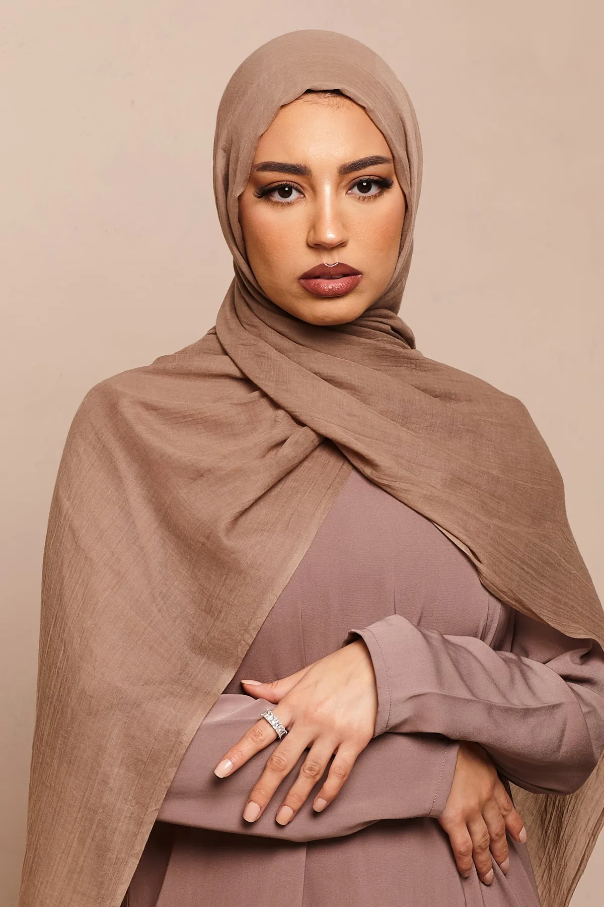 Mocha Cotton & Silk Hijab
