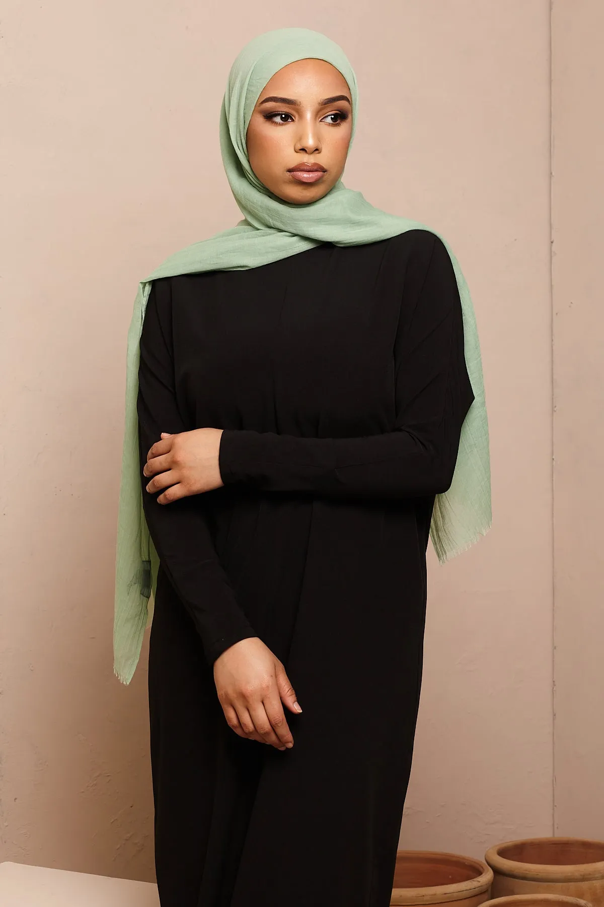 Olive Green Cotton & Silk Hijab