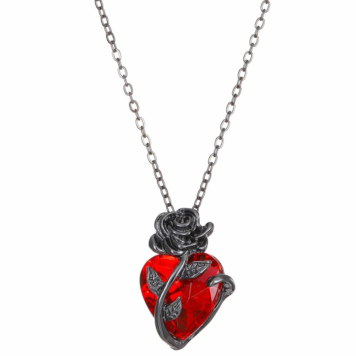 Punk Rose Heart Necklace – Bold Love Pendant for Valentine’s Day