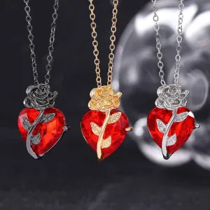 Punk Rose Heart Necklace – Bold Love Pendant for Valentine’s Day