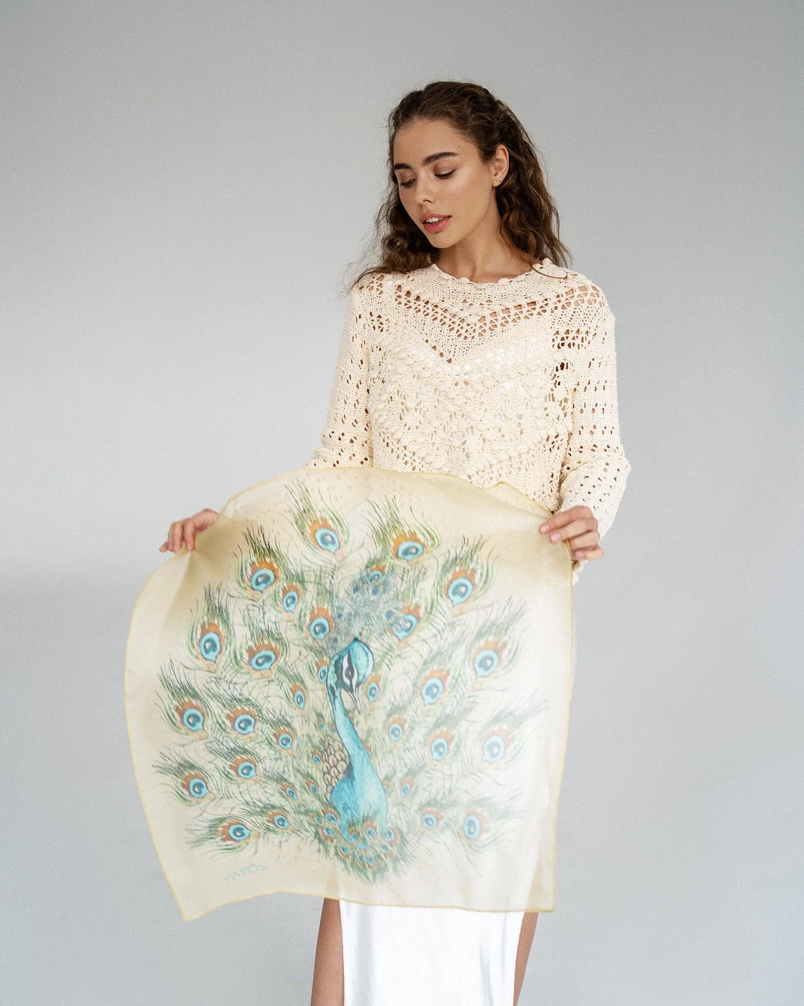 "Peacock" Chiffon Scarf by Zlitay