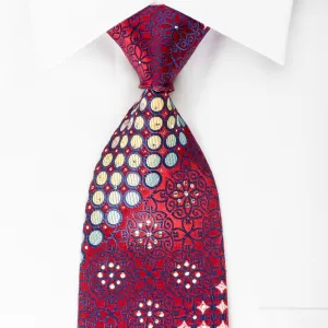 Rogers Dail Rhinestone Silk Necktie Dots On Burgundy With Silver Sparkles
