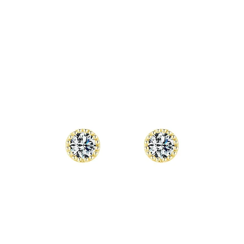 S925 Sterling Silver Minimalist Women's Earrings with Zircon Inlay