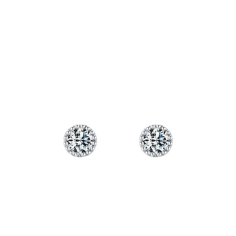 S925 Sterling Silver Minimalist Women's Earrings with Zircon Inlay
