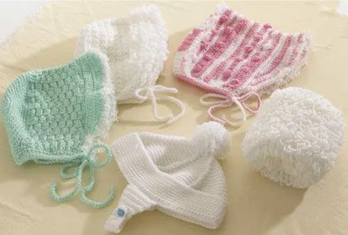 Snuggly Cap, Bonnets, and Muffler Crochet Pattern