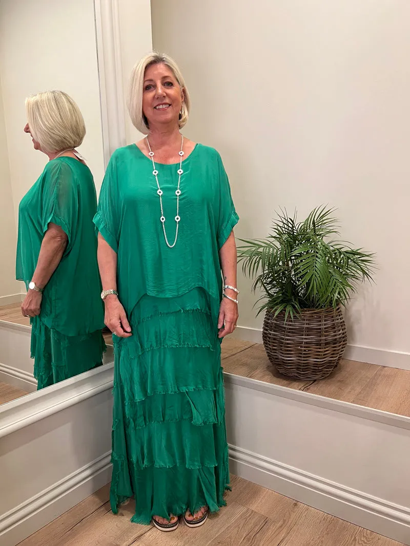 Sophia Silk Dress Emerald