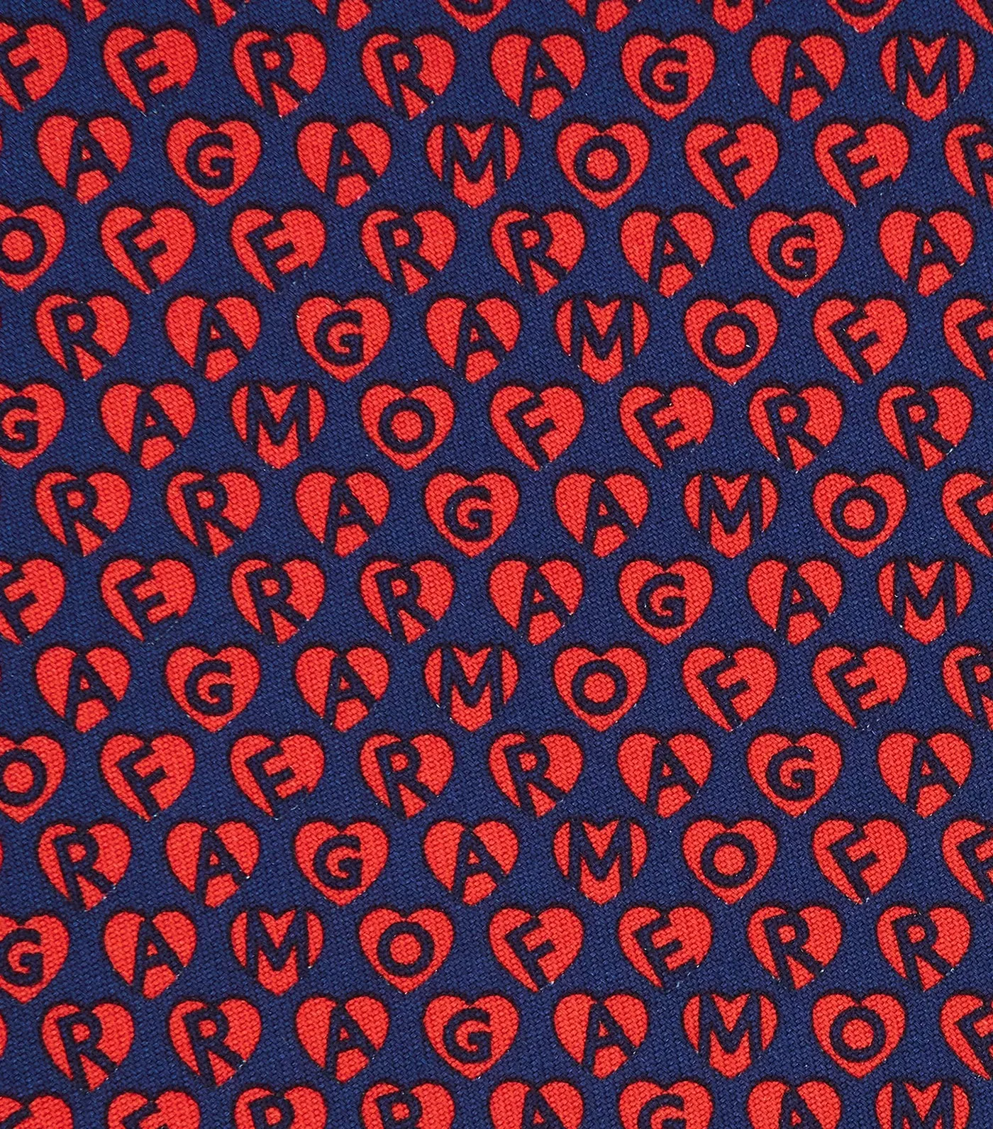 Stamp Print Silk Tie Dark Blue/Red