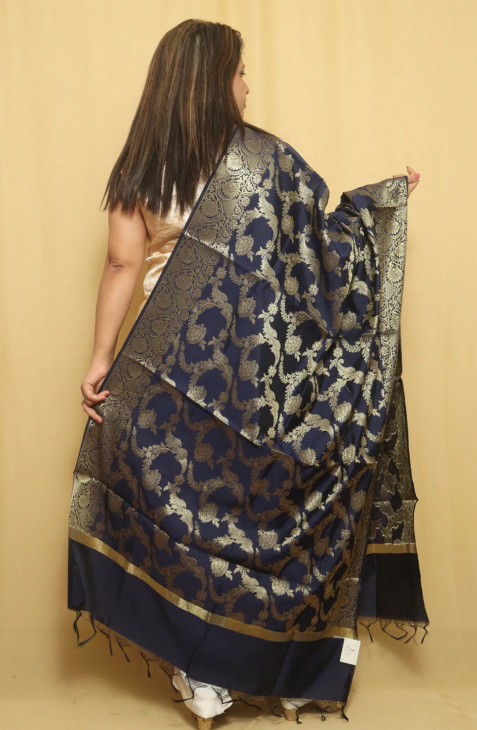 Stunning Blue Banarasi Silk Dupatta - Versatile and Elegant