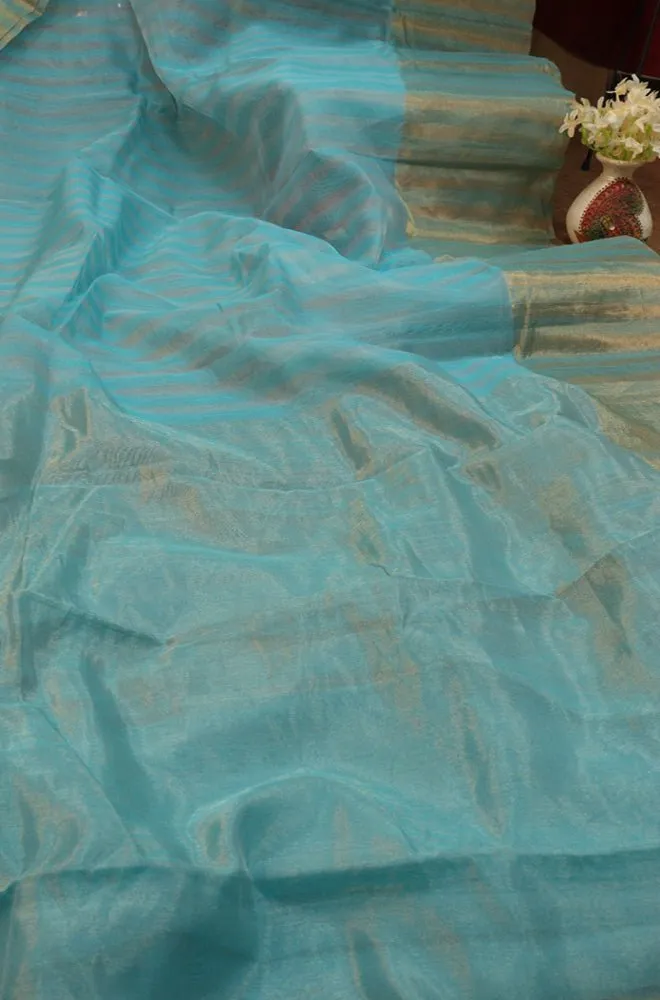 Stunning Blue Handloom Chanderi Cotton Silk Saree - Perfect for Any Occasion!