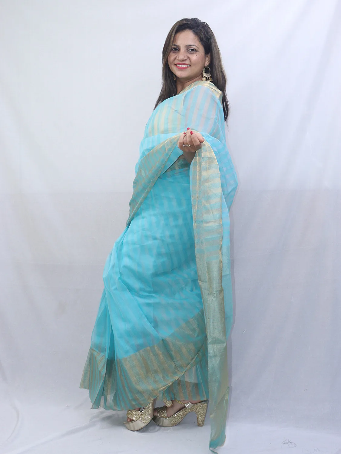 Stunning Blue Handloom Chanderi Cotton Silk Saree - Perfect for Any Occasion!