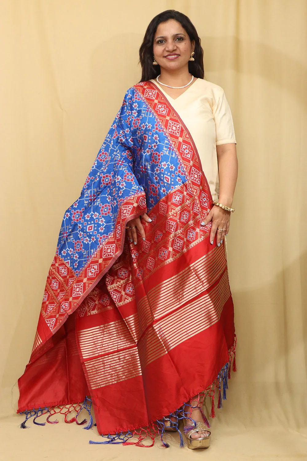 Stunning Blue Patola Silk Dupatta - Elegant and Timeless
