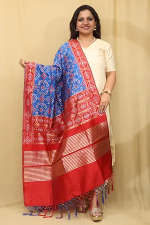 Stunning Blue Patola Silk Dupatta - Elegant and Timeless