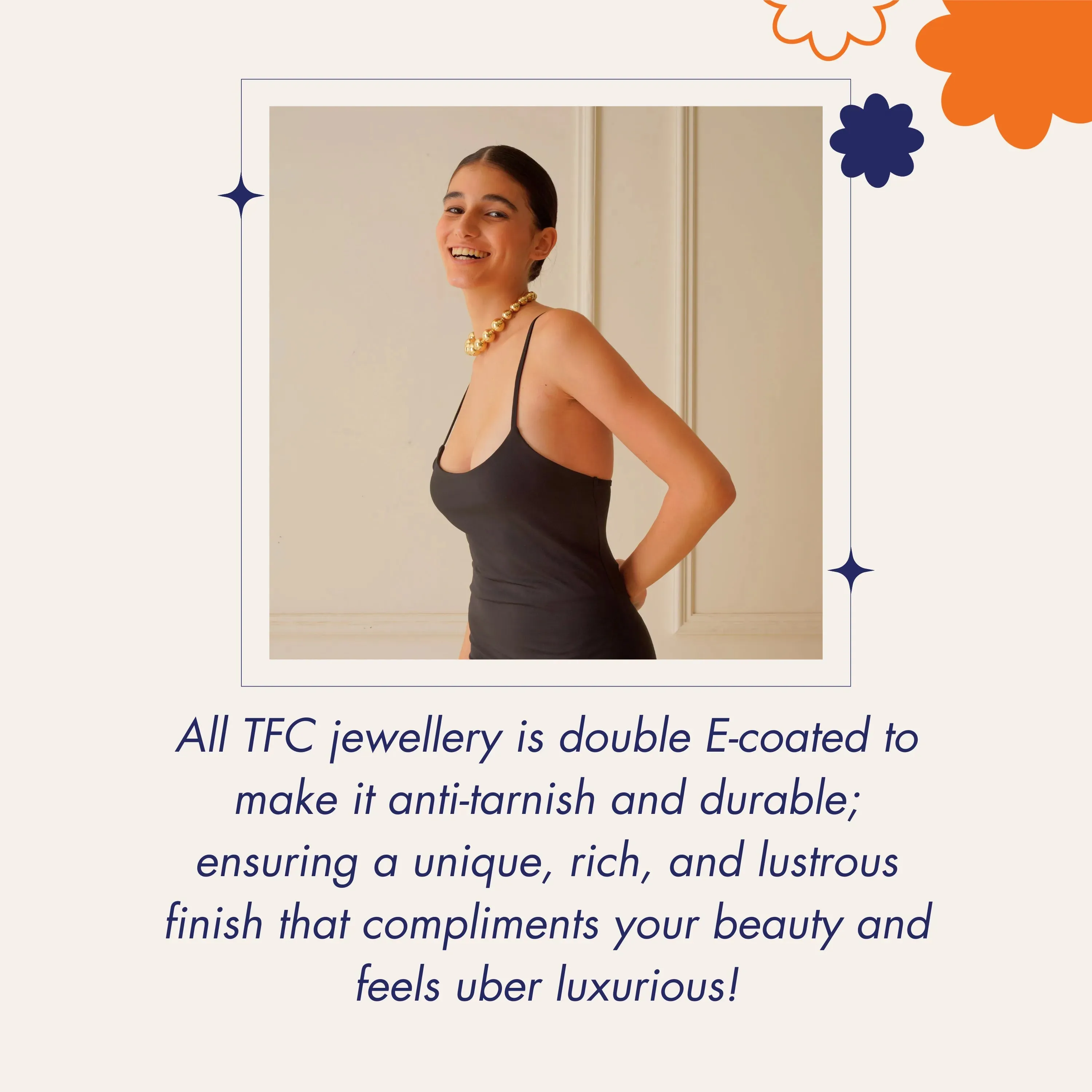 TFC Long Bold Bead with Pink Pearls Gold Plated Necklace
