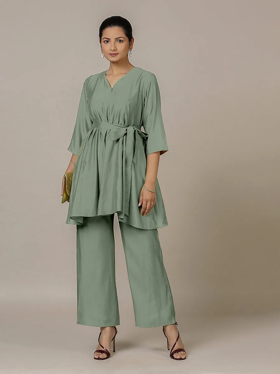 Tuhi x Rozaana | A Line Kurta in Mint Green with Thread Work | Coords or Only Kurta