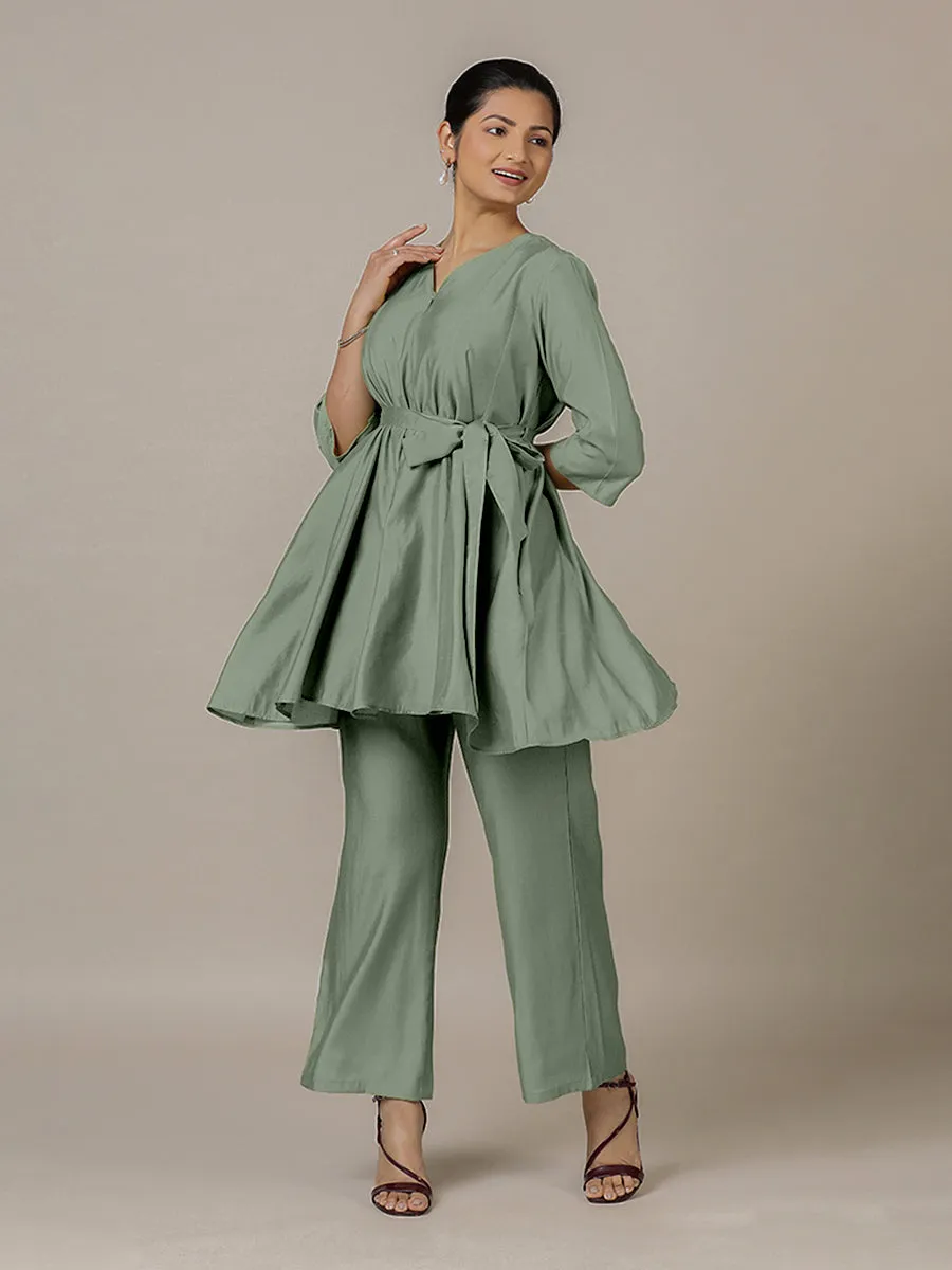 Tuhi x Rozaana | A Line Kurta in Mint Green with Thread Work | Coords or Only Kurta