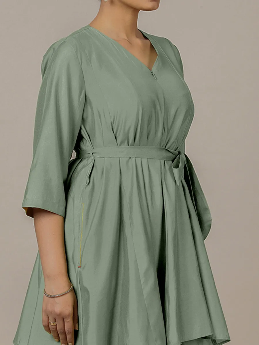 Tuhi x Rozaana | A Line Kurta in Mint Green with Thread Work | Coords or Only Kurta