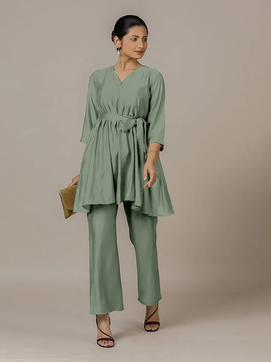 Tuhi x Rozaana | A Line Kurta in Mint Green with Thread Work | Coords or Only Kurta