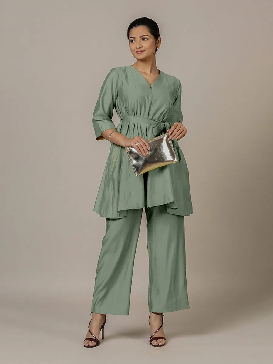 Tuhi x Rozaana | A Line Kurta in Mint Green with Thread Work | Coords or Only Kurta