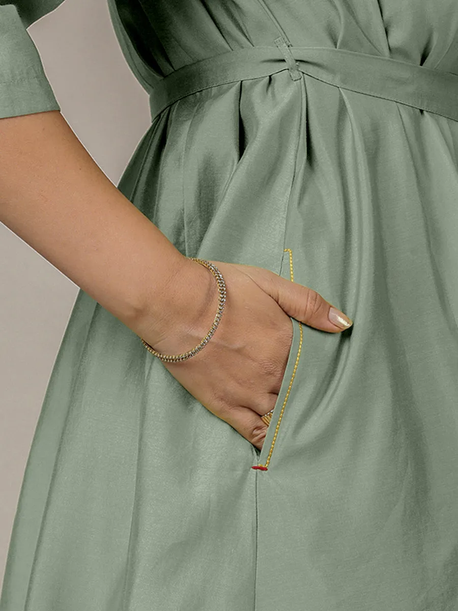 Tuhi x Rozaana | A Line Kurta in Mint Green with Thread Work | Coords or Only Kurta