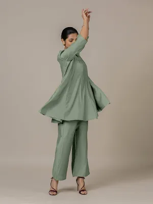 Tuhi x Rozaana | A Line Kurta in Mint Green with Thread Work | Coords or Only Kurta