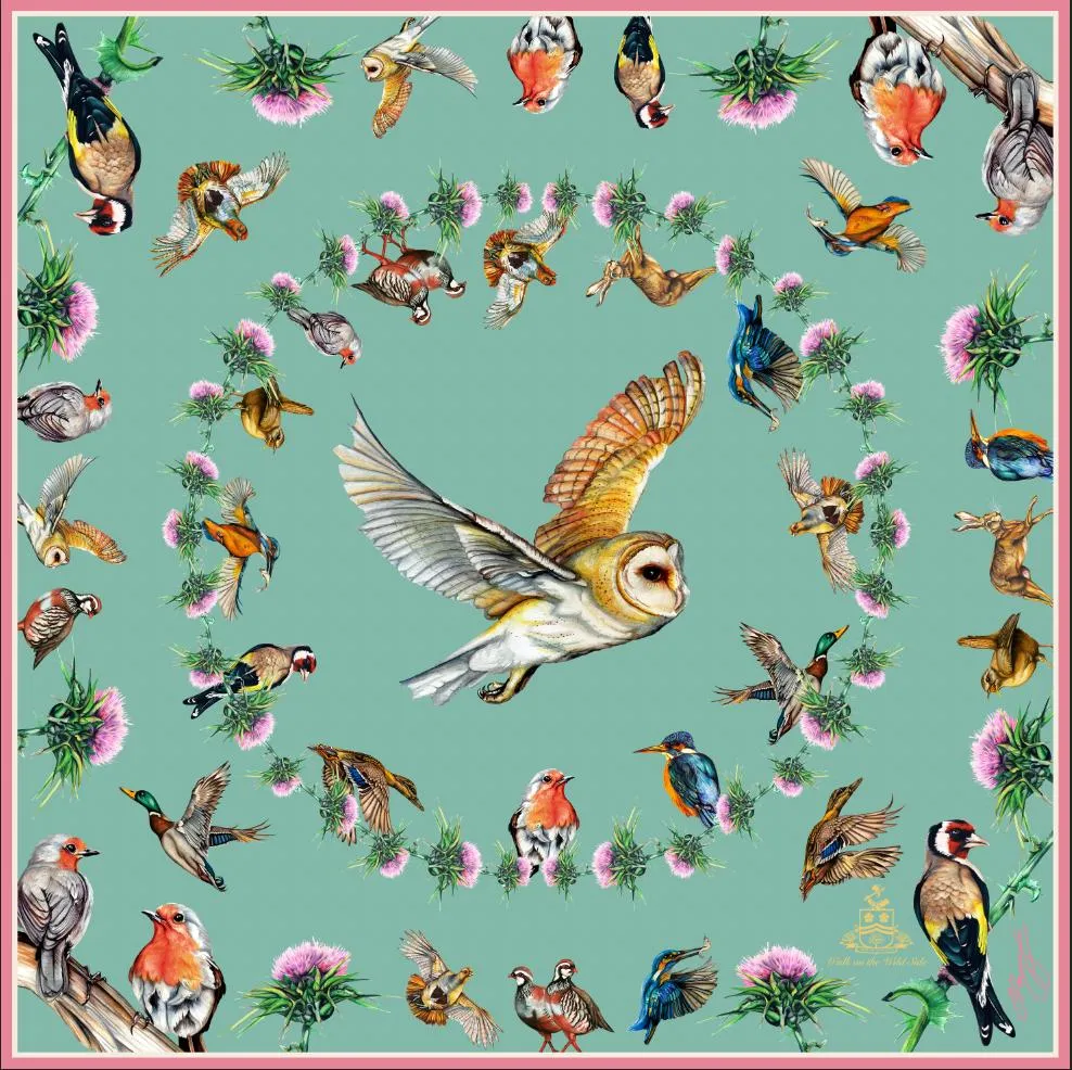 Walk On The Wild Side Mint Green Large Square Scarf