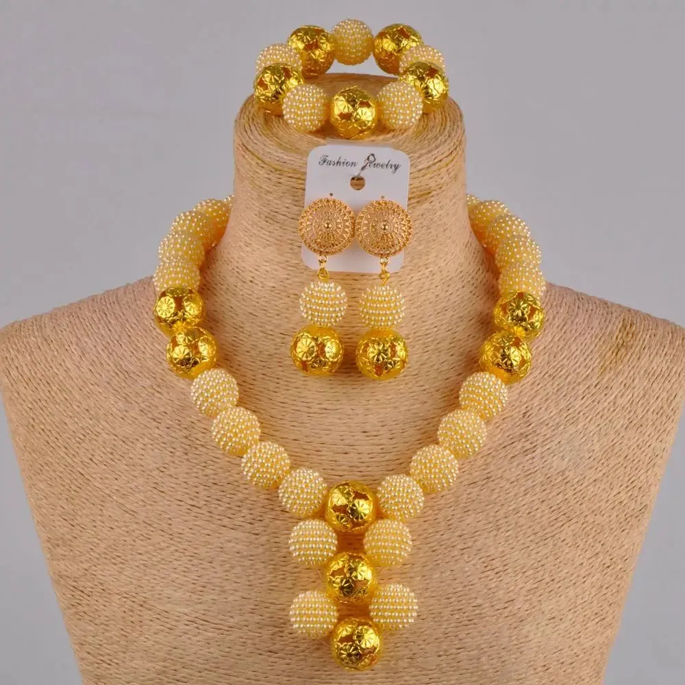 White Women Necklace Costume African Beads Jewelry Set