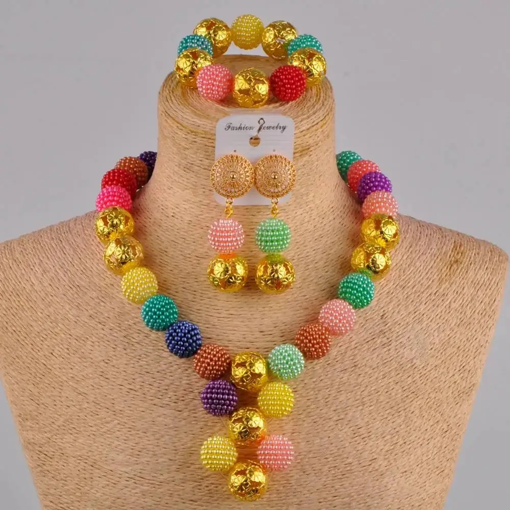 White Women Necklace Costume African Beads Jewelry Set