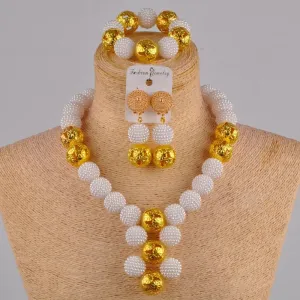 White Women Necklace Costume African Beads Jewelry Set