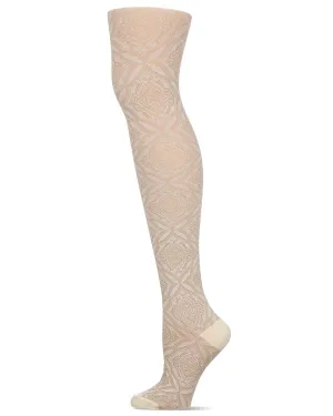 Women's Cotton Blend Diamond-Pattern Sweater Tights